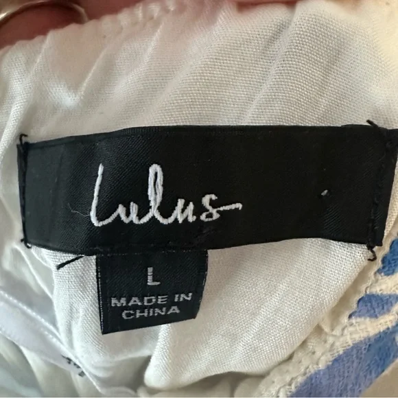 Lulus Serene Views Blue and White Floral Print Cutout Midi Dress Size Large - Picture 12 of 13